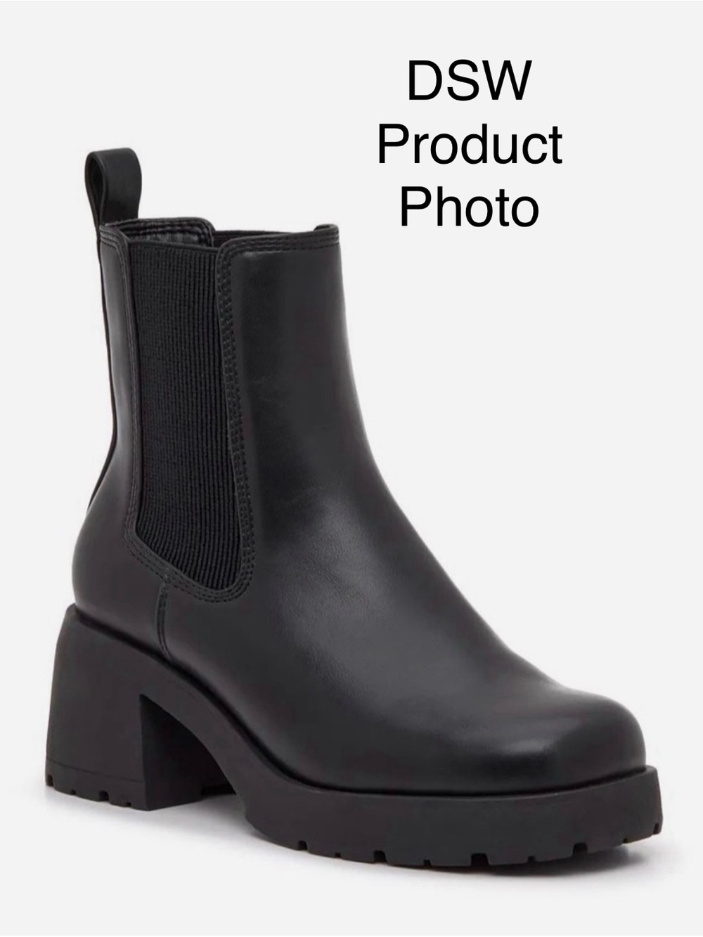 Steve Madden Brontey Black Chelsea Lug Heel Boot - Women's